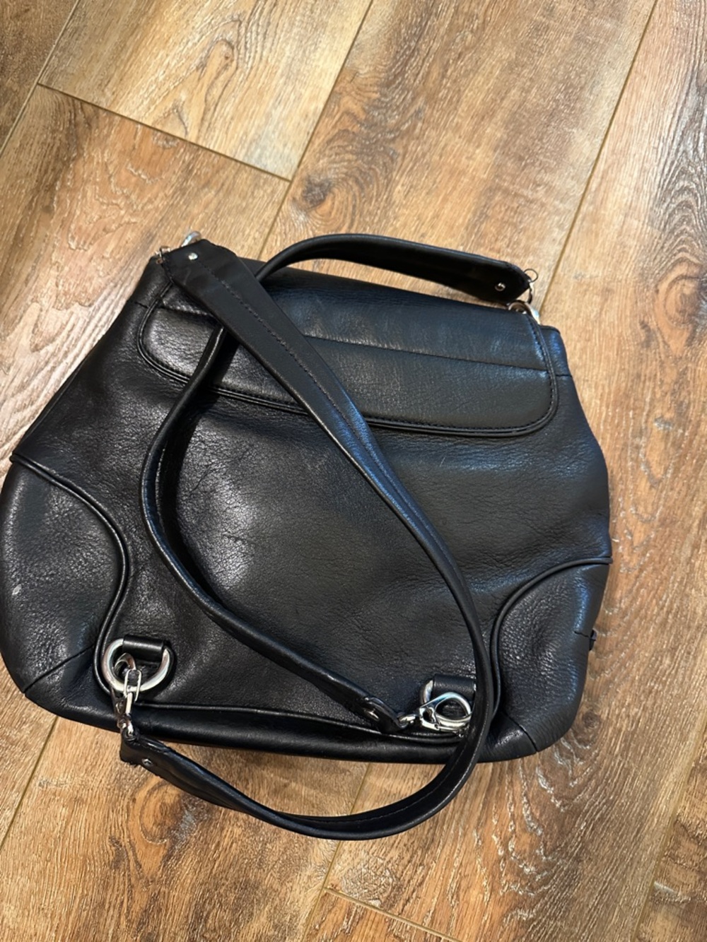 Cole Haan backpack purse black leather convertible straps - Picture 5 of 9
